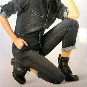 Lee Women’s Vintage Modern Union-Alls in Washed Black Large Jumpsuit